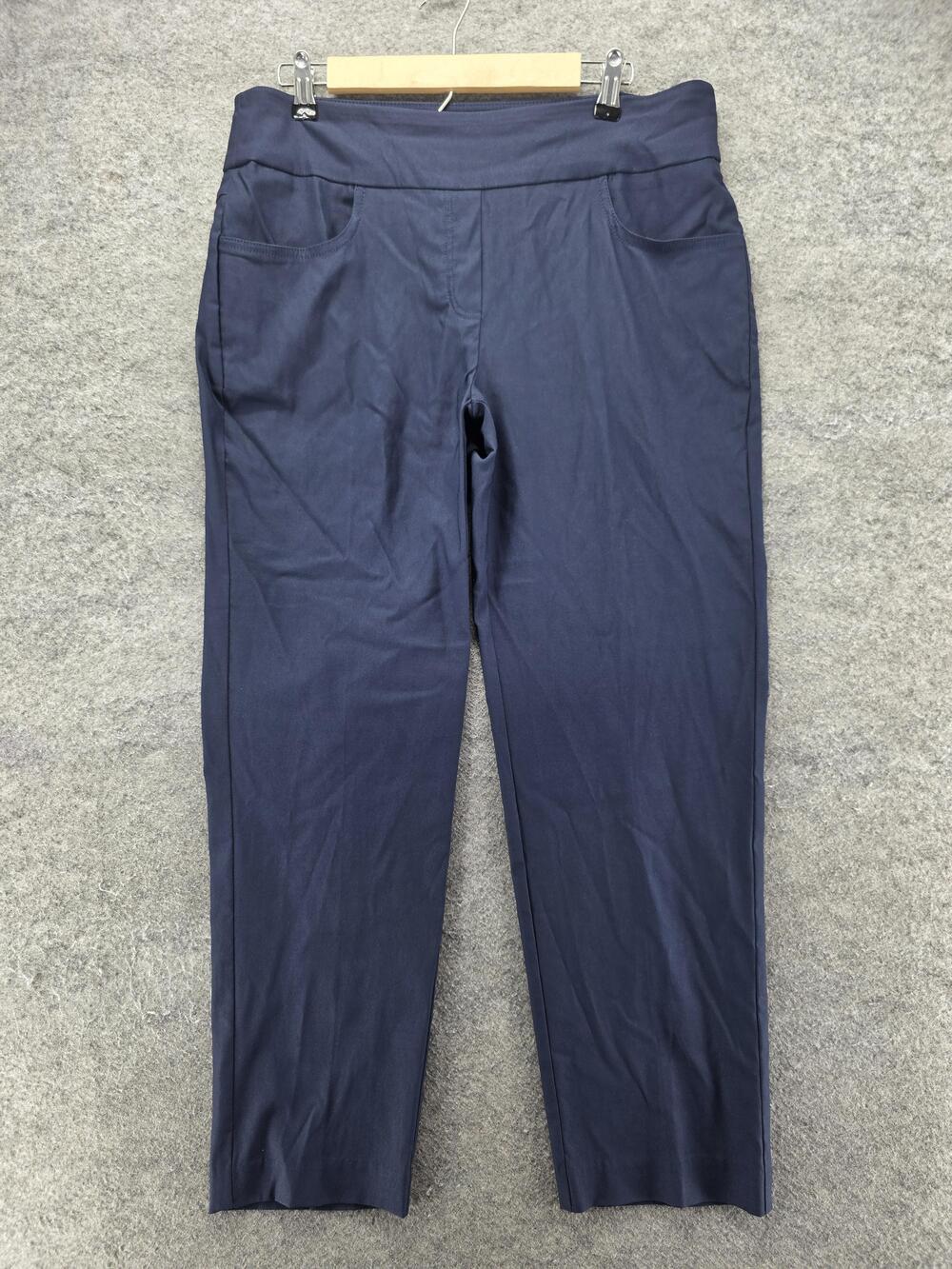 Ruby Rd. Pants Womens 12 Blue Ankle Knit Pull On Stretch Pockets 27.5 In